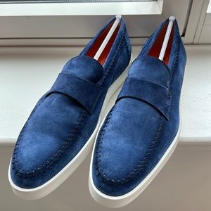 BRAND NEW men’s Santoni loafer in blue suede